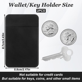 Xelsluthe 2 PCS Flat Thin Wallet Key Holder, Slim Credit Card Holders, Minimalist Slim Key Organizer Sleeve with Big Compartment, Compact Card Sleeve for Women Men (Black)
