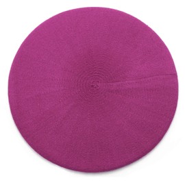 Sydbecs Cashmere Beret Hats for Women Girls, Reversible French Berets Hat Solid Color Style (Red Violet)