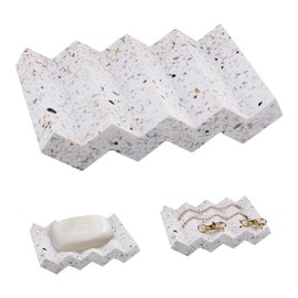 Svitzoot Soap Dish with Drain Elegant Soap Holder Soap Dish for Bathroom Shower Kitchen 113 x 72 x 13 mm Soap Dish Stone Double-Sided Available Soap Holder Dish