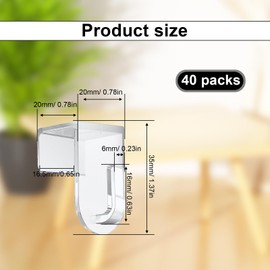 LINTRA Pack of 40 Transparent Window Hooks for Decoration, No Drilling Clamping Hooks, Window, Window Hooks Made of Plastic, for Window or Door Frames up to 16 mm Thick