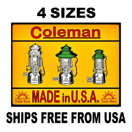 COLEMAN SIGN STICKER  VINTAGE REPLICA CAMPING COLEMAN LANTERNS  4 SIZES - 4 x 2.5 Inches