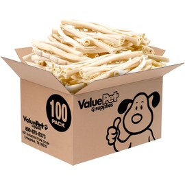 ValueBull USA Retriever Rolls for Small Dogs, Premium Rawhide, Thin 10 Inch, 100 Count Bulk Pack - Natural & Safe, USA Beef Hide, Long Lasting, Chemical Free, No Artificial Flavors