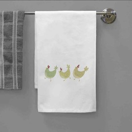 Azeeda 'Hühner' Weißes Geschirrtuch aus Baumwolle (TW00012296)