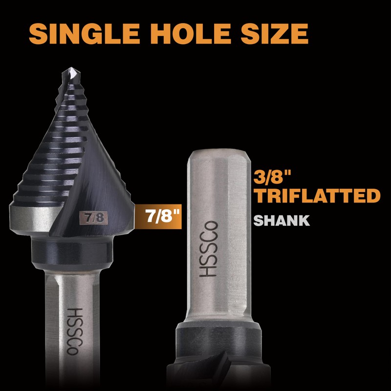 Jerax tools M35 HSS 7/8 Inch Step Drill Bit, Single