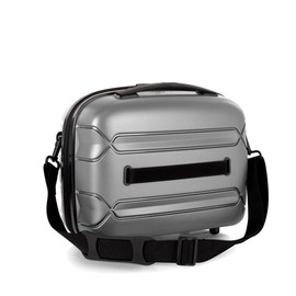 Heys Milos Beauty Case Hardside Lightweight and Crafted with Durable Duraflex, Textured Shell, Stunning Metallic Colors, Trolly Sleeve, Adjustable Shoulder Strap, Organize Makeup or Toiletries, Grey