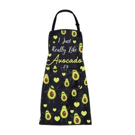 FUSTMW Avocado Kitchen Apron Avocado Gifts for Avocado Lovers Cooking Aprons with Pockets Chef Grilling BBQ Baking Apron (Avocado Apron)