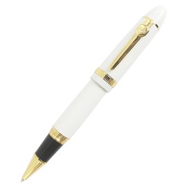 Gullor Heavy Big Rollerball Pen 159, Gold Trim, Black Ink(0.7mm), White