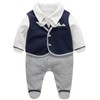 FamukaBaby Boys Romper One-Piece Suit Gentleman Jumpsuit Bow Tie Cotton