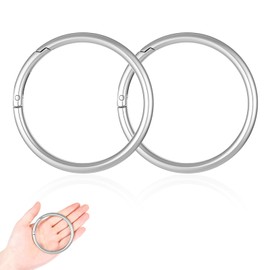 Pack of 2 round carabiners, silver, outer diameter 75 mm, zinc alloy, electroplated, for key rings, bags, crafts, suitable for camping, hiking, fishing, travel