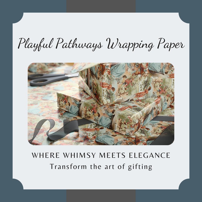ZumBuys Playful Pathways Wrapping Paper Roll for Baby Gifts, Old