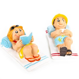 Logbuch-Verlag Holidaymakers Couple Figures Tourists Couple Man + Woman in Swimwear - Beach Holiday Decoration Bathroom Decoration 9 x 5 x 5 cm
