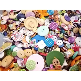 Pack of 50 Grams Random Assorted Mixed Buttons All Shapes and Sizes.