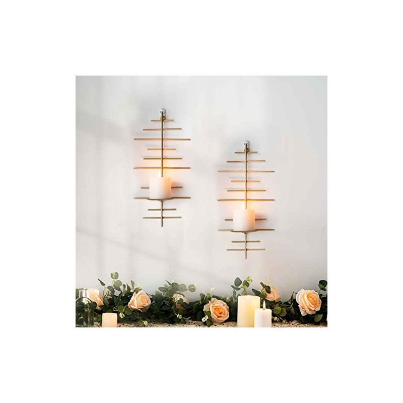 AIM & GGKK Gold Metal Candle Sconce Holder,Hanging Wall Mounted