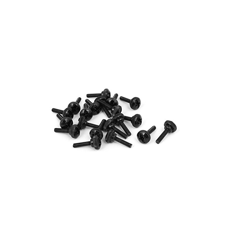 Sourcingmap M3 x 12mm Knurled Phillips Head Thumb Screw Black