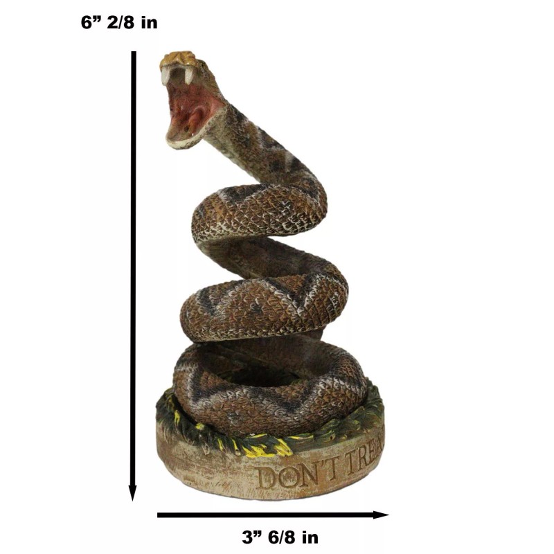 Realistic Ferocious Attacking Diamondback Rattlesnake in Coiled Posture Figurine