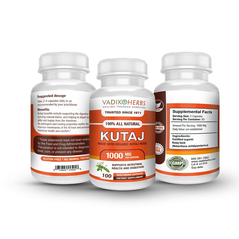 Kutaj (Holarrhena Antidysenterica, Kutaja) ~ 100 vegicaps ~ Safety Tested