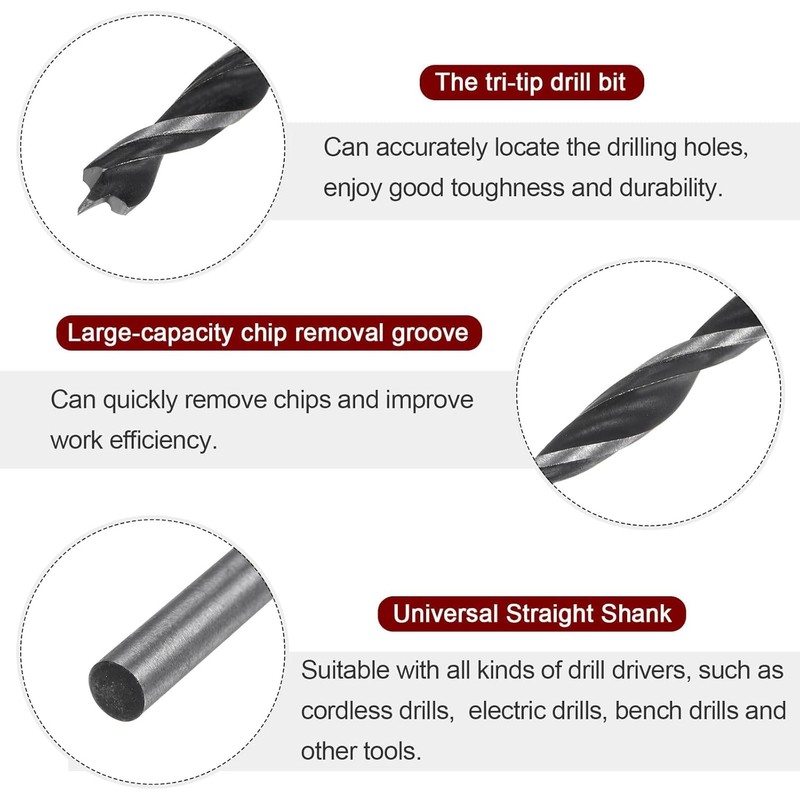 10PCS Wood Drill Bits - 3mm Small Drill Bits -