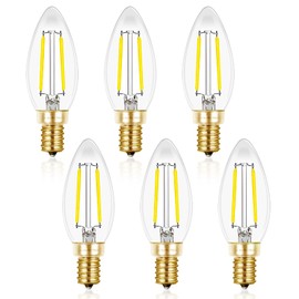 Hizashi Candelabra LED Light Bulbs 25W, Dimmable Chandelier Lights, 90+ CRI, 200LM, 5000K Daylight, 2W E12, B10 Candle Bulbs, Type B, UL Listed, 6 Pack