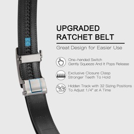 FALAN MULE Mens Belt,Slide Leather Ratchet Belt for Mens