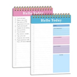 To Do List Notepad 2 Pack, 9x6 Inch Undated Daily Planner, 52 Sheets