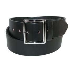 Boston Leather Men's Leather Garrison Belt with Hidden Elastic Stretch, 42, Black