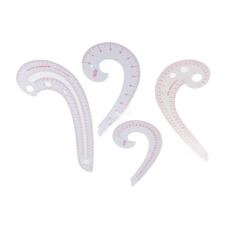 4Pcs Comma Curve Ruler Multifunction Combination Sewing Trimming Drawing Dressmaking