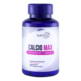 Calcio Max | Vitamina D3 + Omega 3 | 120 Tabletas | Natgel