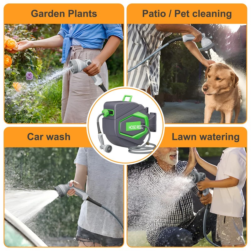 ALAIAL Retractable Garden Hose Reel, 1/2 in x 100 Ft,