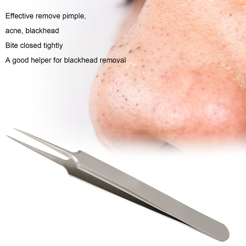 Acne Clip Extractor Blackhead Removal Stainless Steel Pointed Tip Tweezers