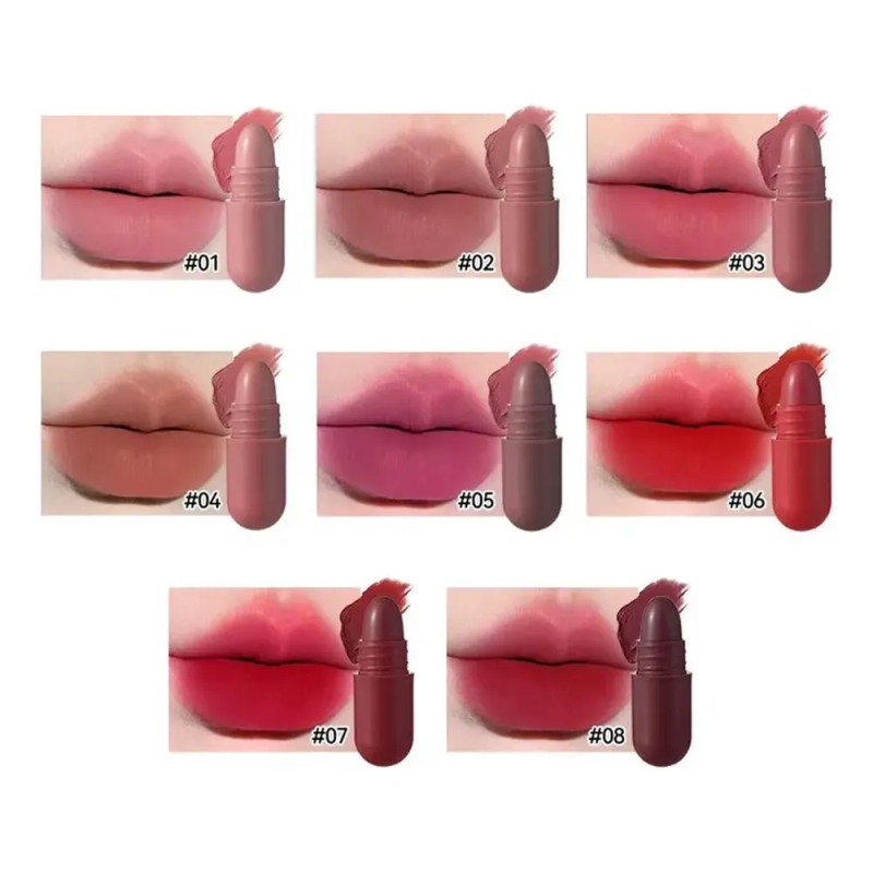 Lápiz Labial Mate De Terciopelo De 8 Colores, Ligero E