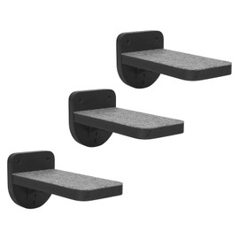 ESPETS Set of 3 Black Natural Wood Paited Cat Wall Floating Steps Climbing Shelves - Wall Mounted Cat Stairs Ladder, Cat Shelf Platform and Perches for Wall - Holds up 35lbs