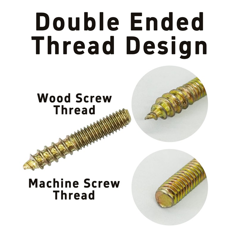 bociloy 20Pcs M4x25mm Hanger Bolts, Double Ended Thread Dowel Screws,