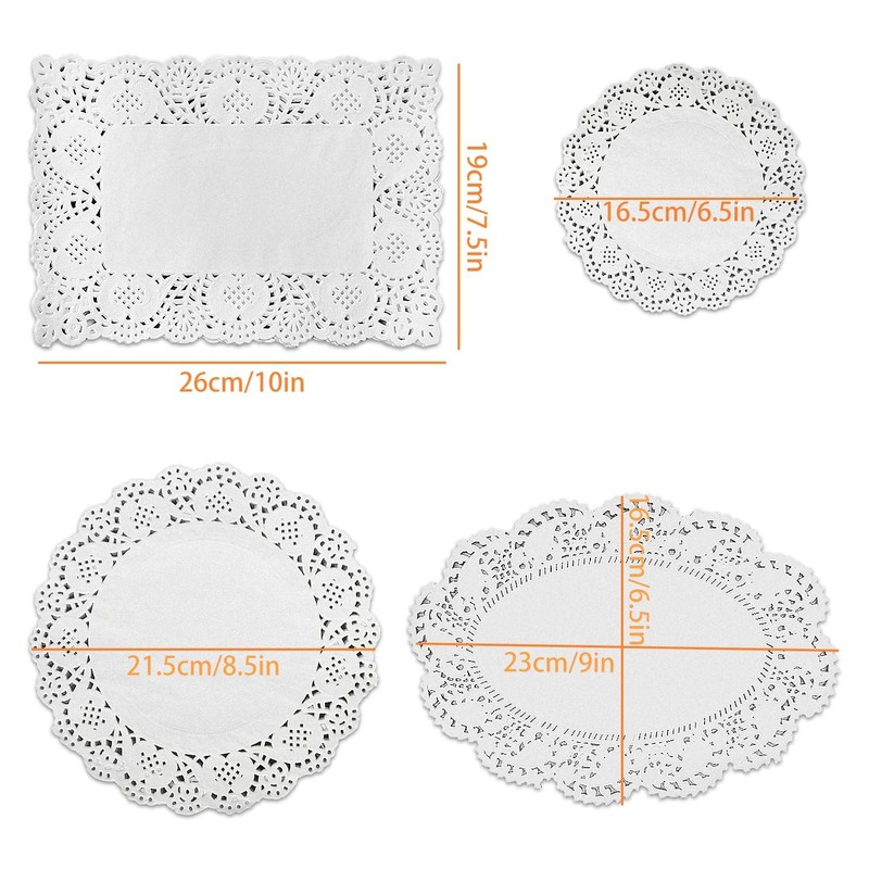 Luckious 80PCS Multi-Shape Lace Paper Doilies - Elegant Wedding Decorations