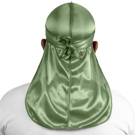 ForceWave Silky Durag for Men Wave Cap Satin Dorag for Men Women 360 Wave (Sage)