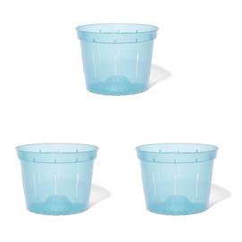 rePotme Orchid Pot - 8 inch Slotted Orchid Pots with Holes - 3 Pack (Blue Sapphire)