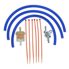 WOOSTAR 4 mm inner fuel line hose with fuel filter, fuel switch and cable ties made of plastic, replacement for moped, scooter, dirt bike, ATV, mini bike, pocket bike, blue