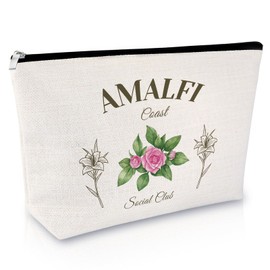 Italy Themed Makeup Bag Amalfi Coast Trip Gifts for Women Friends Italy Trip Gifts for Italian Lover Sister Niece Amalfi Theme Travel Cosmetic Bag Birthday Christmas for Women Zipper Toiletry Pouch