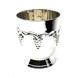 Ayuni Gifts of the World Silver Plated Nickel Low Kiddush Cup Wine Goblet with Saucer for Shabbat + Holidays