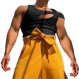 Plus Size Men Fashion Designer Tank Tops Gay Male Sleeveless Shirts Vest Red 3XL