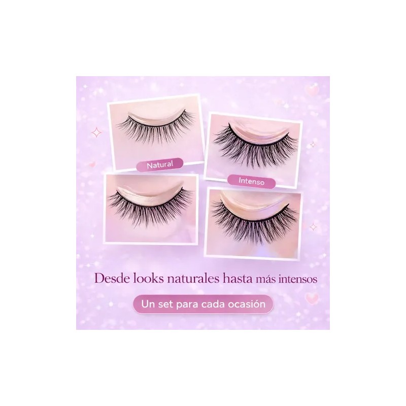 10 Pares Pestañas Postizas Reutilizables Diferentes Diseños