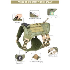 BT Bear Multipurpose Support Dog Harness, No Pull Reflective Safety Adjustable Vest with Handle, Dog Walking Harness Outdoor and Training for Medium Dogs (Black, M)