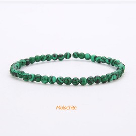 Handmade 4mm Tiny Beads Bracelet – Natural Healing Stone Beads for Yoga, Mala, and Bohemian Stacking – Stretch Bracelet for Men and Women (Malachite)