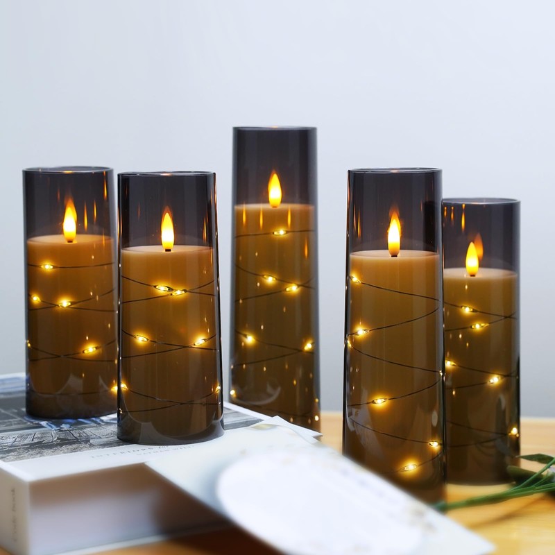 kakoya Flameless LED Candles with Timer 5 Pc Flickering Flameless