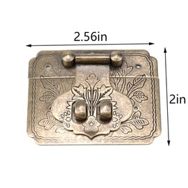 Tighall 1 Set Vintage Gold Lock Latch Hasp with Key, Brass Antique Decorative Case Box Hasp Latch Padlock, with Mounting Screws