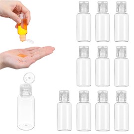 XENQITO 10 Pezzi Bottiglie Da Viaggio 20 Ml, Flaconi Liquidi Da Riempire, Contenitori Di Plastica Trasparente, Contenitori da Viaggio per Liquidi, Bottiglie Per Cosmetici, Gel Doccia, Shampoo Lozione
