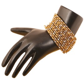 Touchstone New Golden Bangle Collection Indian Bollywood Charming Look Embellished with Yellow Color Rhinestone Thin Designer Jewelry Bangle Bracelets Set of 12. in Antique Gold Tone for Women.