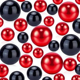 Cqueni 160PCS Red & Green Polished Plastic Beads for Vases, Wedding, Birthday, Brushes Holder, Multipurpose Use 8/14/20mm