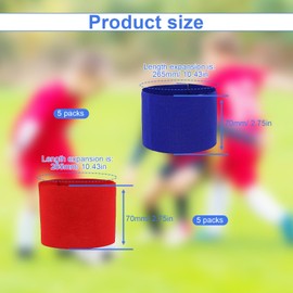 TIANLIN Children's Captain's Armband Pack of 10 Captain's Armband Football, Adjustable Team Bands, Wristbands for Team with Hanging Strap, Red and Blue, Suitable for Running, Football, Tennis