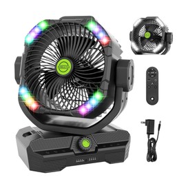 TDLOL 45000mAh Battery Powered Fan Rechargeable, High Velocity 360°Auto-oscillating Powerful Airflow Battery Operated Fans, Quiet & 8H Timer Cordless Outdoor Fan for Bedroom Travel X66 Black