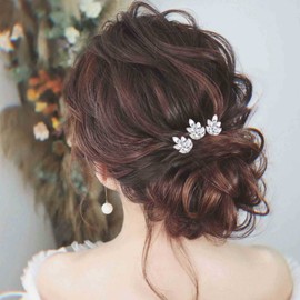 Yheakne Boho Crystal Wedding Hair Pins Silver Cz Rhinestone Hairpins Barrette Vintage Hair Barrette Pins Decorative Bobby Pin Shine Cz Hair Pin Hairclip Crystal Bride Hair Accessories for Women and Girls 3Pcs